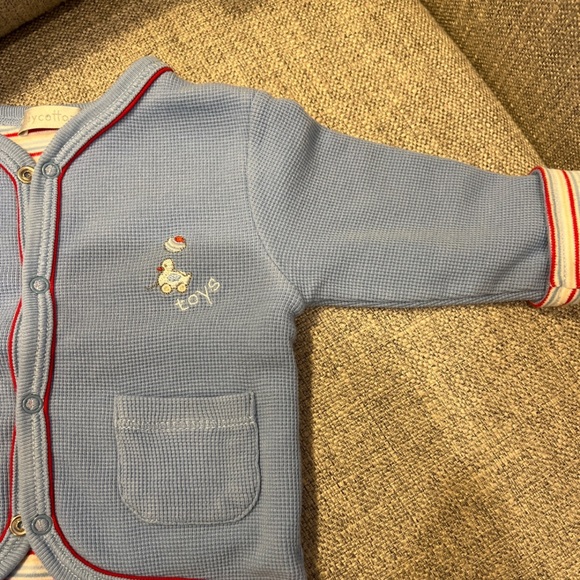 Babycottons Blue And Red Outfit Pima Cotton 3M  💙♥️ - Picture 3 of 6